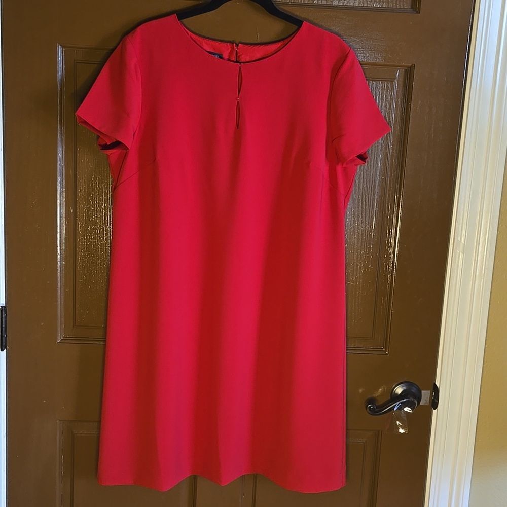 Talbots-Red short sleeved pullover sheath dress Sz 16